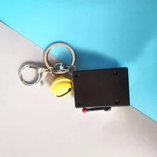 鑰匙扣老虎機迷你吉祥物中獎鑰鍊掛墜新奇禮品1個 - 銀色 - 查看 6