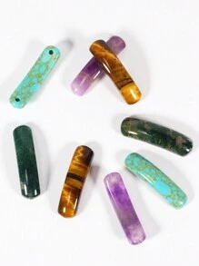 1pc Natural Stone Tube Beads For Bracelets Making Yoga Energy Healing Bracelet Connect Accessories Amethyst/Tigers Eye/Moss Agate/Turquoise Handmade Jewelry Unisex Bracelet, Festival Gift - Multicolor - View 1