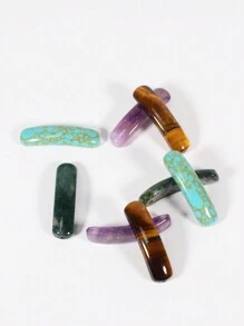 1pc Natural Stone Tube Beads For Bracelets Making Yoga Energy Healing Bracelet Connect Accessories Amethyst/Tigers Eye/Moss Agate/Turquoise Handmade Jewelry Unisex Bracelet, Festival Gift - Multicolor - View 5