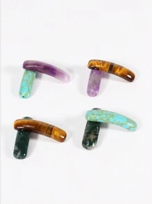 1pc Natural Stone Tube Beads For Bracelets Making Yoga Energy Healing Bracelet Connect Accessories Amethyst/Tigers Eye/Moss Agate/Turquoise Handmade Jewelry Unisex Bracelet, Festival Gift - Multicolor - View 2