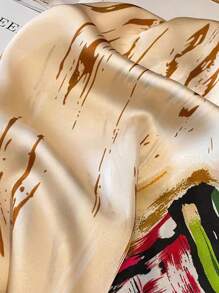 1pc New Style Multicolor Polyester Graffiti Design Scarf Shawl Sun Protection Wrap Suitable For Daily Use - Multicolor - View 5