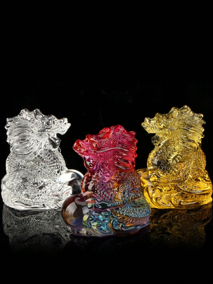 彩色上釉迷你龍飾品,家居十二生肖桌面裝飾配件手工藝品禮品家飾 - 彩色 - 查看 1