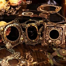 YANJI 10sheets/Pack Vintage Hollow Out Scrapbooking Diy Decoration Material Paper, Handmade Collage Material, Personalized Planner Creative For School Supplies - Mocha Brown - View 3