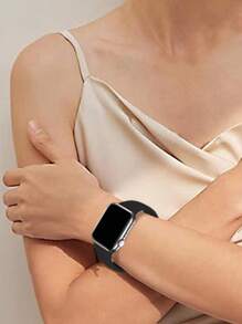 1入組黑色矽膠運動智能錶帶,合適適合男人及女人,適用於Apple Watch帶38mm40mm41mm42mm44MM45mm49mm,適用於系列Ultra/SE/8/7/6/5/4/3/2/1 - 黑色 - 查看 6