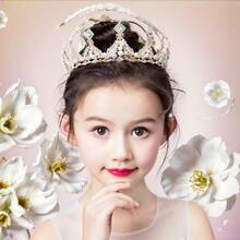 1只兒童巴洛克復古風珍珠鑽石公主皇冠頭帶,韓式公主可愛小女孩生日皇冠女孩頭飾舞台秀配件(金色),適用於女孩禮物 - 金色 - 查看 8