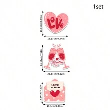 1套情人節愛心裝飾紙門掛,魯道夫主題愛情門掛,適用於假期派對裝飾對聯門簾 - 彩色 - 查看 2