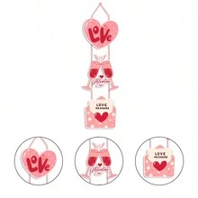 1套情人節愛心裝飾紙門掛,魯道夫主題愛情門掛,適用於假期派對裝飾對聯門簾 - 彩色 - 查看 5
