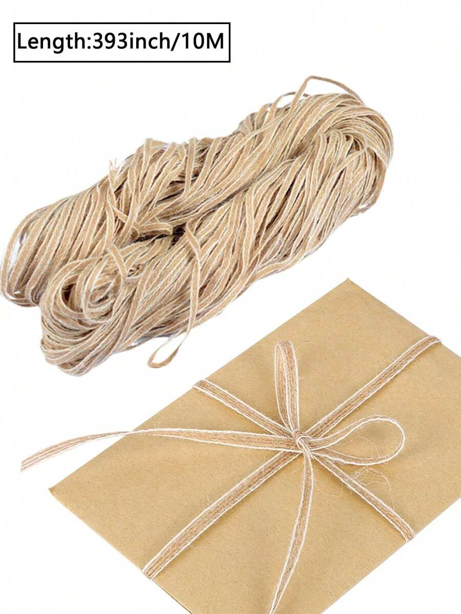 393 吋天然復古黃麻繩繩麻繩麻繩絲帶工藝品縫紉diy 黃麻婚禮派對裝飾節日包裝烘焙diy 手工藝品,花束絲帶,鮮花包裝紙,工藝用品面料,手工婚禮花束材料- 寬0.24 英寸- 393 英寸/10 M - 棕色 - 查看 1