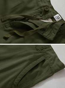 Men'S Camo Multi-Pocket Relaxed Fit Casual Shorts,Outdoor Camouflage Twill Cargo Shorts 11" Inseam(No Belt) - 軍綠色 - 查看 3