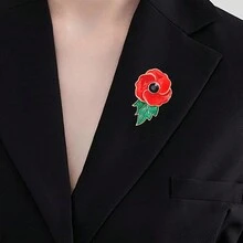 新品到貨花裝飾高端優雅合金滴油鑽紅花胸針,適用於服飾配飾 - 紅色 - 查看 6