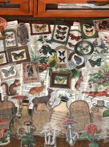 Infeel.Me 40入組/袋寵物貼紙包,山景旅程系列,創意森林和植物裝飾用於手帳 - 彩色 - 查看 1