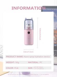 1 Pieza Llegada Nueva. Vaporizador Facial Portátil Recargable De Nano Con Diseño De Gato Lindo En Rosa, Humidificador Hidratante Para La Cara Y El Aire Seco - Rosa - Ver 5