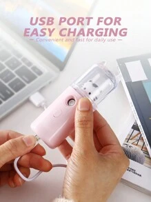 1 Pieza Llegada Nueva. Vaporizador Facial Portátil Recargable De Nano Con Diseño De Gato Lindo En Rosa, Humidificador Hidratante Para La Cara Y El Aire Seco - Rosa - Ver 3