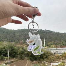 1個獨特的獨角獸造型鑰匙扣,裝飾著閃粉與灰塵設計,適用於掛在袋子、車鑰匙扣上 - 彩色 - 查看 1