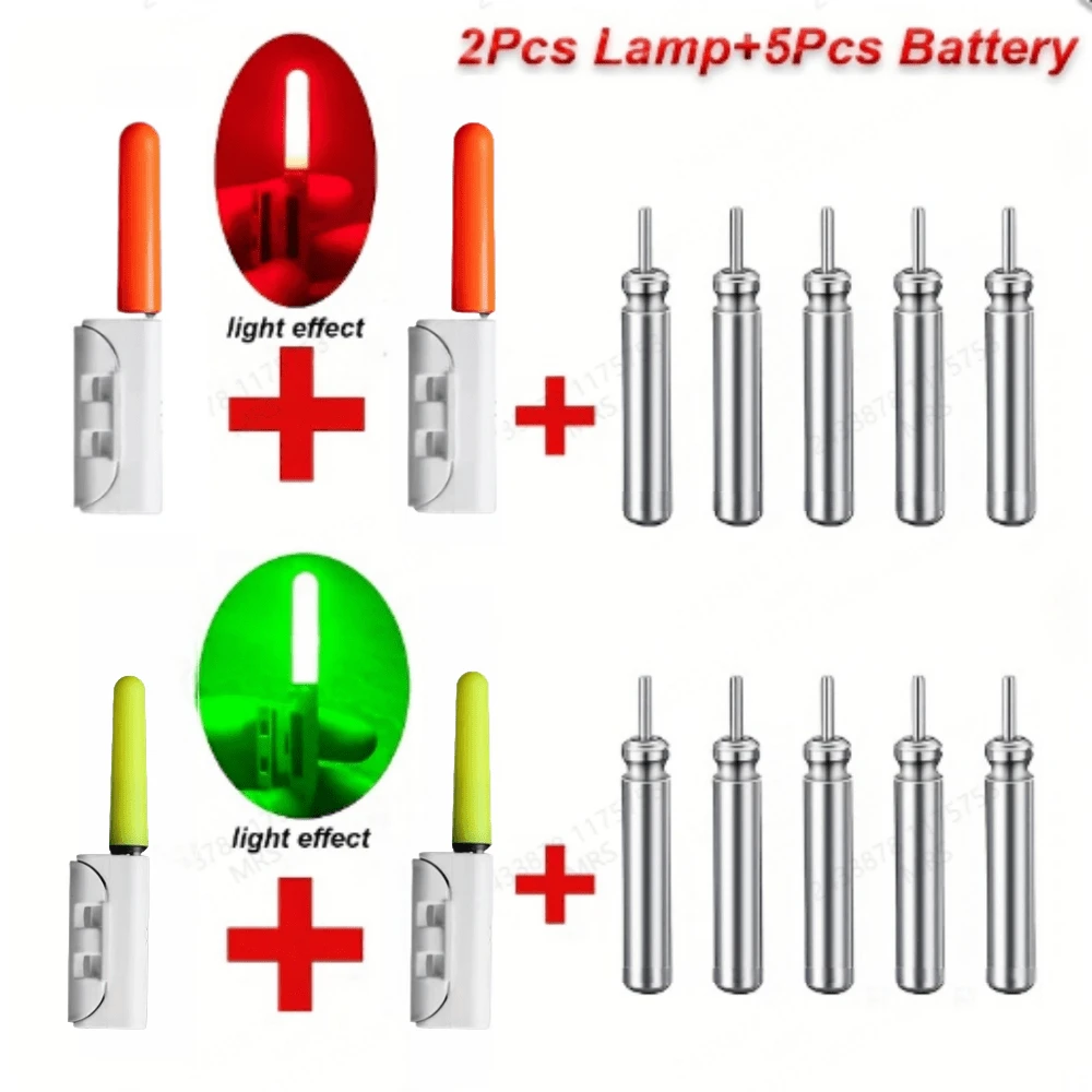 1 組（2 個燈和 5 個電池）電子 Led 夜釣發光棒,發光棒 Cr425 電池,高可見度夜釣配件