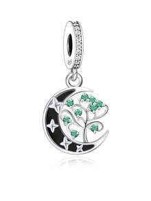 1個簡單的925純銀家族樹項鍊,帶珠子供diy和紀念,男女通用生日禮物