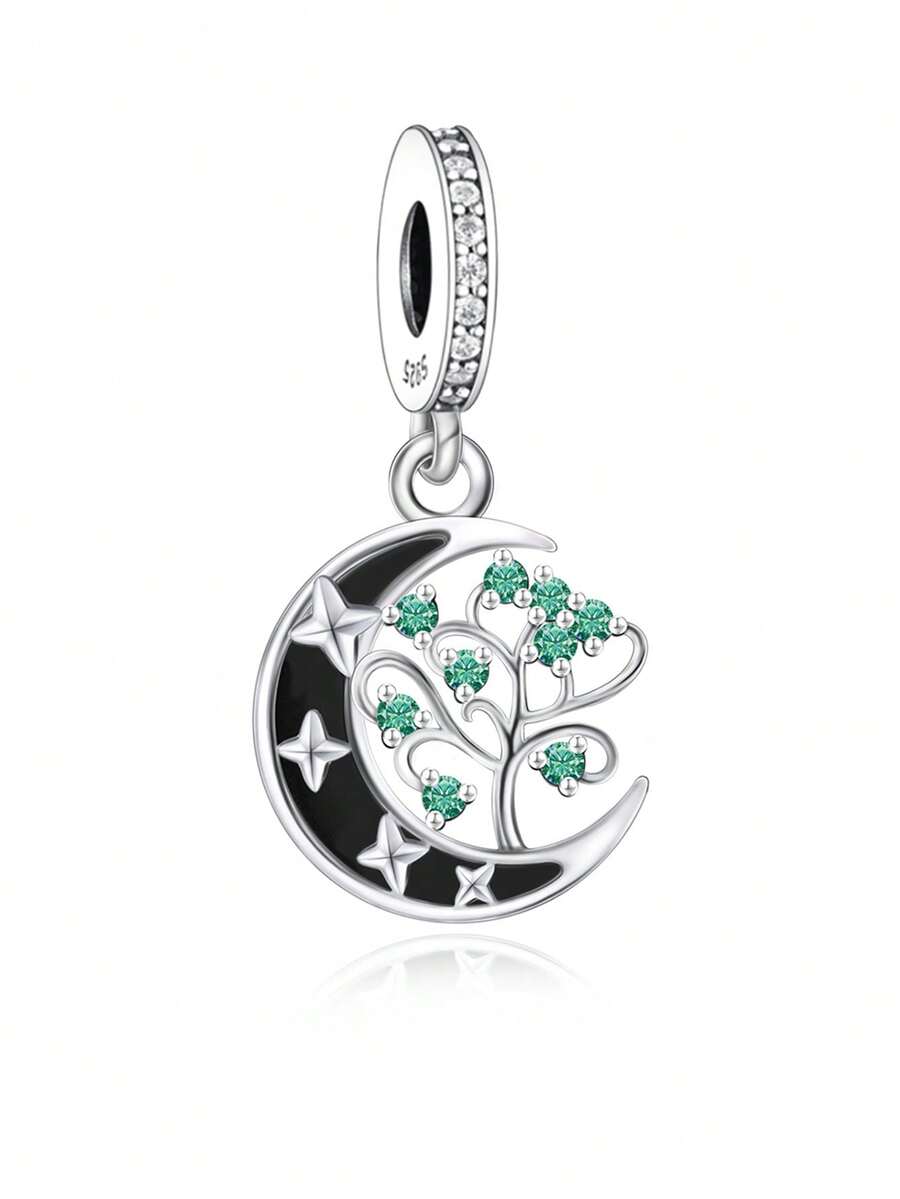 1個簡單的925純銀家族樹項鍊,帶珠子供diy和紀念,男女通用生日禮物