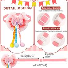 8pcs/Set Pet Lace Princess Style Bow & Sequined Bowtie Collar Accessory, For Both Cats And Dogs - Blue - View 5