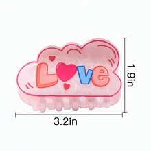 1入組女性粉色愛心雲字母可愛情人節髮夾 - 粉色 - 查看 5