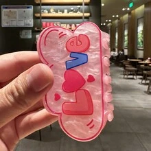 1入組女性粉色愛心雲字母可愛情人節髮夾 - 粉色 - 查看 1