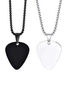 1pc Men's Stainless Steel Smooth Guitar Pick Pendant Necklace - Guitar Pick Pendant - View 8