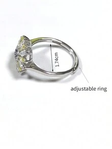 1pc 925 Sterling Silver Adjustable Simple Style Daisy Flower Design Colorful Cubic Zirconia Inlaid Ring - Silver - View 6