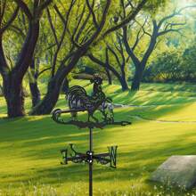 一个公鸡形状的风向标，花园风向标，屋顶安装式，风向指示器，不锈钢材质，创意公鸡形状金属风向标，适用于农场、庭院和家居装饰。 - 黑色 - 查看 5