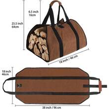 1個棕色木柴收納袋,便攜耐用帆布搬運袋,多功能木柴整理袋,適用於室內露營和戶外旅行 - 棕色 - 查看 2