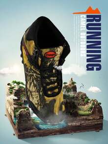 1 件男款秋冬靴中幫英倫風綠色圓頭前帶帆布登山雪地騎行戶外運動鞋 - 軍綠色 - 查看 5