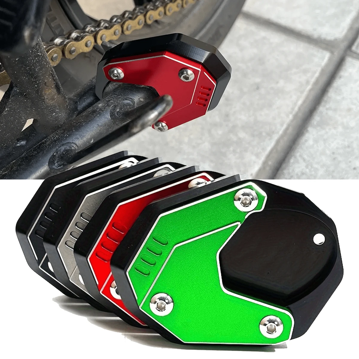 1 件數控鋁合金摩托車側支架加大腳墊相容 Z400 Z 400 400 400 2018-2023 Versys650 Versys 650 2011-2023 - 綠色 - 查看 1