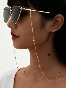 Street 1pc Ladies' Fashion Round Beaded Glasses Chain, Anti-Drop Sunglasses Necklace, Eyeglasses Accessory Glasses Accessories For Women Valentine's Day Valentines - Gold - View 1