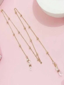 Street 1pc Ladies' Fashion Round Beaded Glasses Chain, Anti-Drop Sunglasses Necklace, Eyeglasses Accessory Glasses Accessories For Women Valentine's Day Valentines - Gold - View 2