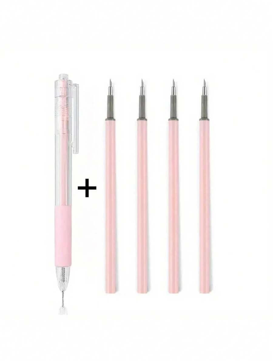 5 pièces/set Couteau à art au style poussoir pour album d'autocollants, outil de coupe, couteau utilitaire, couteau à lettrage, fournitures d'arts et d'artisanat DIY pour étudiants, retour à l'école