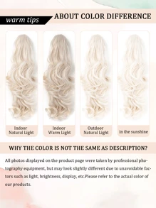 Claw Clip Ponytail Extension Curly Wavy  Clip in  Long Ponytails Hair  Extensions Synthetic  Hairpiece for Women - Beige - View 9