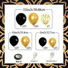 黑金花環氣球鏈套件,橡膠氣球生日派對裝飾,適用於生日、嬰兒洗禮、婚禮、聖誕和新年派對 - 黑色 - 查看 2