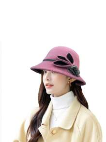 1頂女士優雅帽，時尚復古桶帽或秋冬裝配的桶帽 - 黑色 - 查看 4