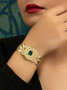 1入經典精美的中空翅膀、花朵、葉子、心形和線條裝飾多層手鏈,適用於女性宴會和儀式場合和禮物 - 線條 - 查看 9