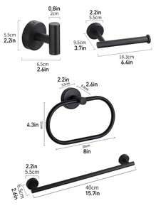 أدوات تخزين حمام بلون ذهبي من الفولاذ المقاوم للصدأ 1قطعة تشمل خطاف حمام، حلقة منشفة، شريط منشفة، حامل أنسجة