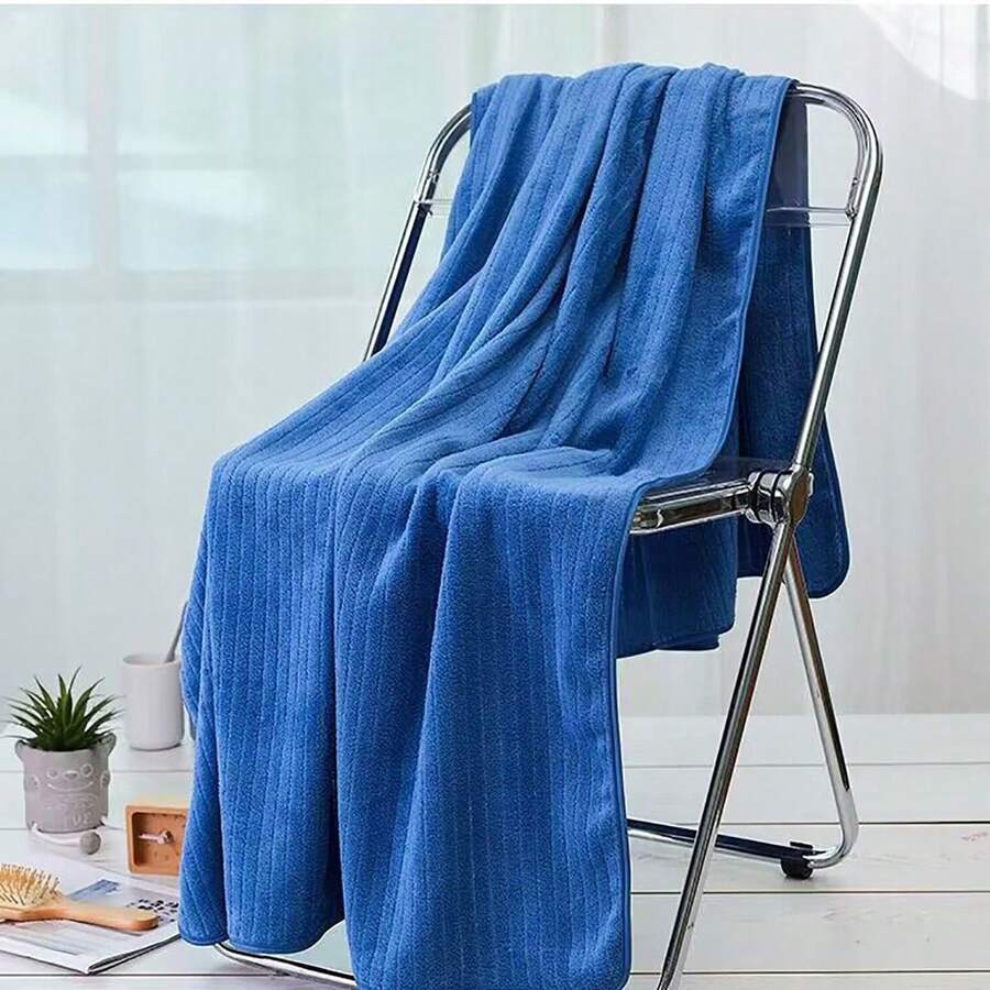 Extra Large Bath Towel For Students' Dorm, Quick-Drying, Highly Absorbent, No Shrinking And No Fading, Wrapable With One Towel - Blue - View 1