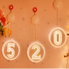 情人節愛心形3d Led掛燈,適用於房間裝飾,氛圍夜燈,室外,聖誕節,臥室,客廳,花園,別墅,派對,求婚等場合 - I愛心U暖白色 - 查看 10