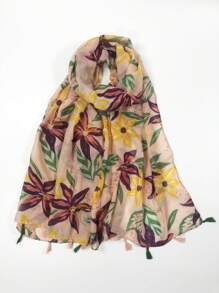 1入女性時尚印花圍巾,沙灘巾,休閒披肩適合日常穿著優雅 - 彩色 - 查看 1