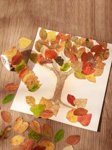 1卷50個diy特殊形狀膠帶湘梓落葉系列創意藝術手冊材料貼紙 - 彩色 - 查看 1