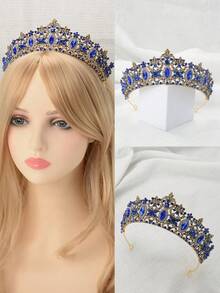 1pc Baroque Style Bridal Headband, With Colored Rhinestone-Decored Metal Hair Comb, Special Occasions About Weddings Or Parties - Multicolor - View 1