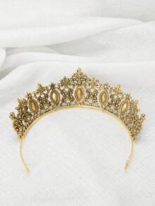 1pc Baroque Style Bridal Headband, With Colored Rhinestone-Decored Metal Hair Comb, Special Occasions About Weddings Or Parties - Multicolor - View 9