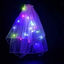 1入組LED花卉紗燈頭飾，簡約設計，適用於聖誕婚禮、派對、拍攝和各種聚會 - 彩色 - 查看 1