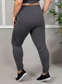 Plus Size Sports Leggings & Pants - 灰色 - 查看 3