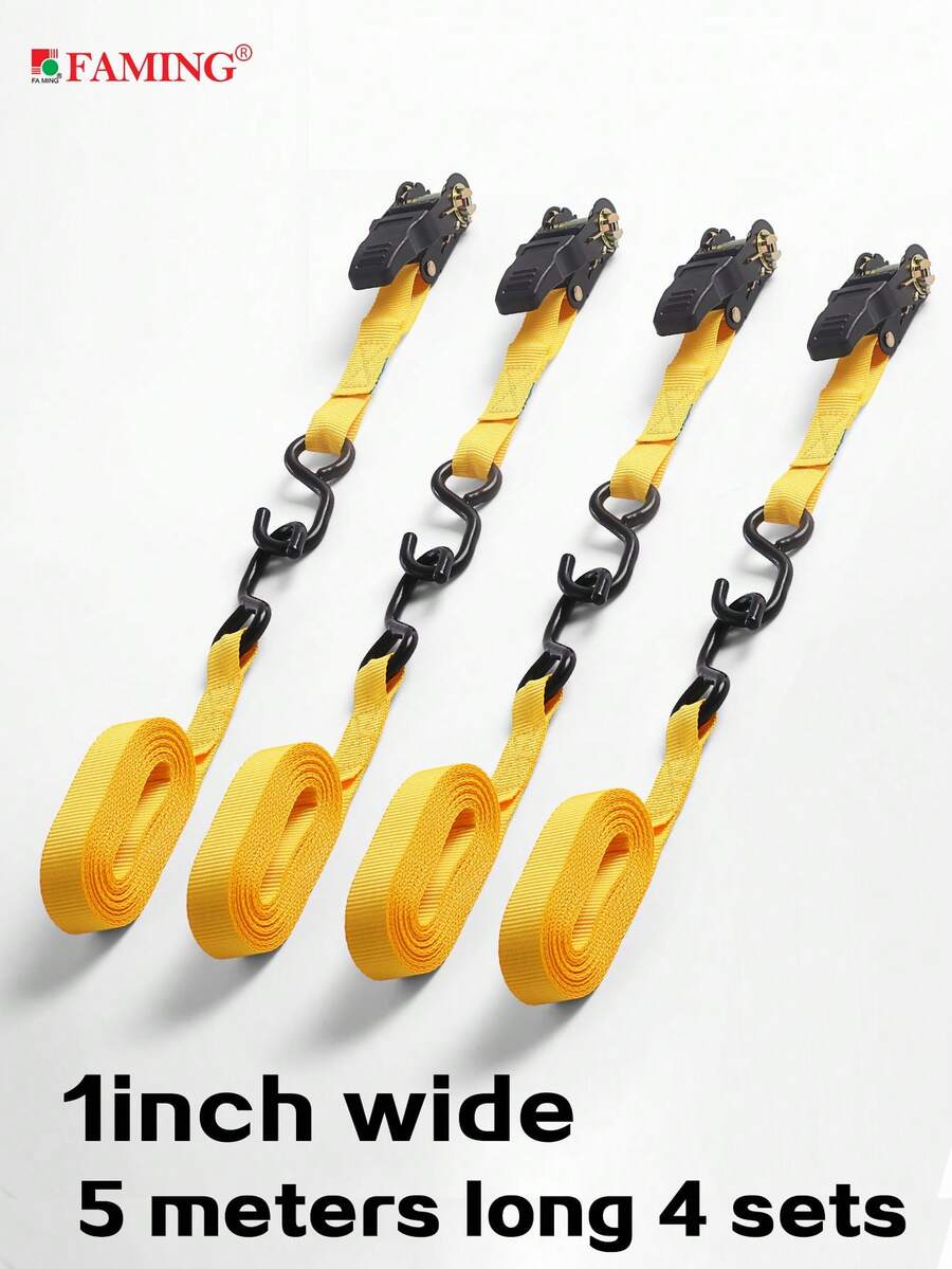 4入組/5米黃色貨物捆綁帶 - 黃色 - 查看 1