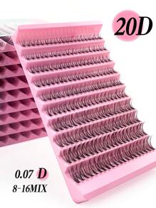 Miss Wink 200簇/140簇/80簇 D型卷翘蓬松假睫毛，自然柔和卷度20D/40D，14mm/8-16mm混合长度，0.07mm超轻薄，10排/7排/4排3D立体丰盈假睫毛，适合淡妆、浓妆、日常妆、卡通妆，方便携带，适合日常出行，适用于各种场合。睫毛簇、睫毛条、单根假睫毛、假睫毛 - D - 查看 1