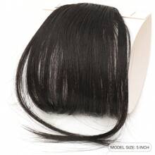 合成空氣瀏海耐熱假髮女式假瀏海天然黑色瀏海接髮髮夾 - 黑色 - 查看 3