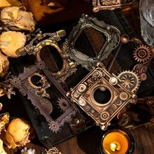 YANJI 10sheets/Pack Vintage Hollow Out Scrapbooking Diy Decoration Material Paper, Handmade Collage Material, Personalized Planner Creative For School Supplies - Mocha Brown - View 2